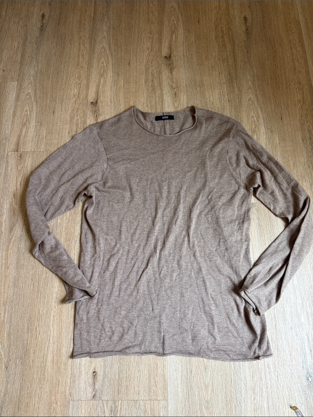 DSTLD Taupe Long Sleeve Thin Sweater Top Small